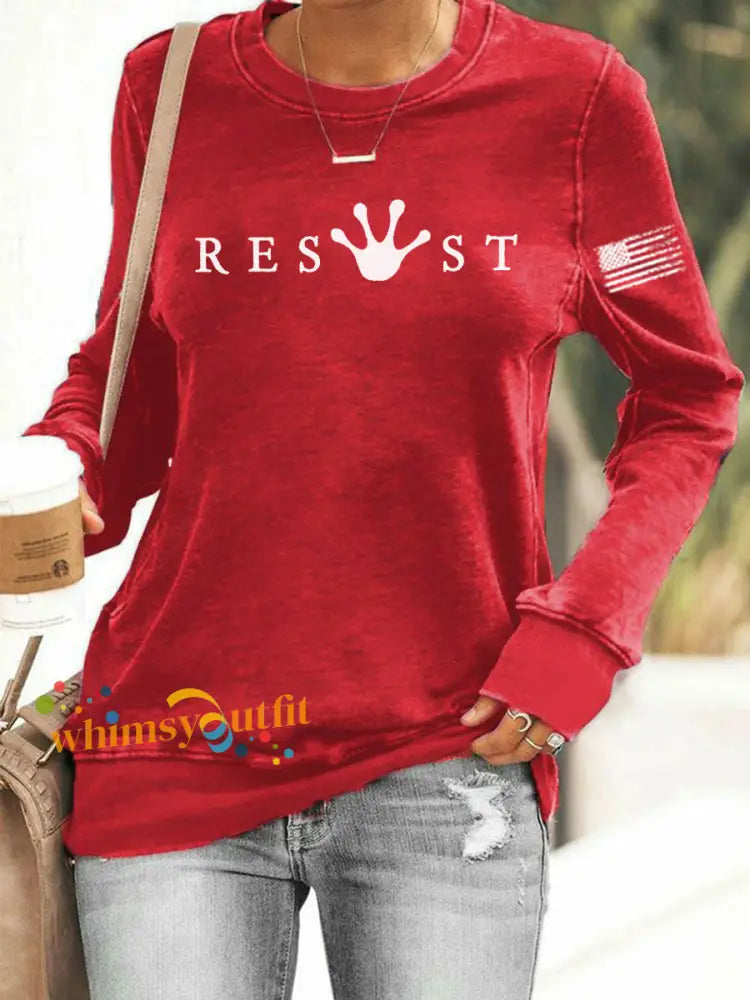 Women’s Frog Resist Printed Sweatshirt Red / S