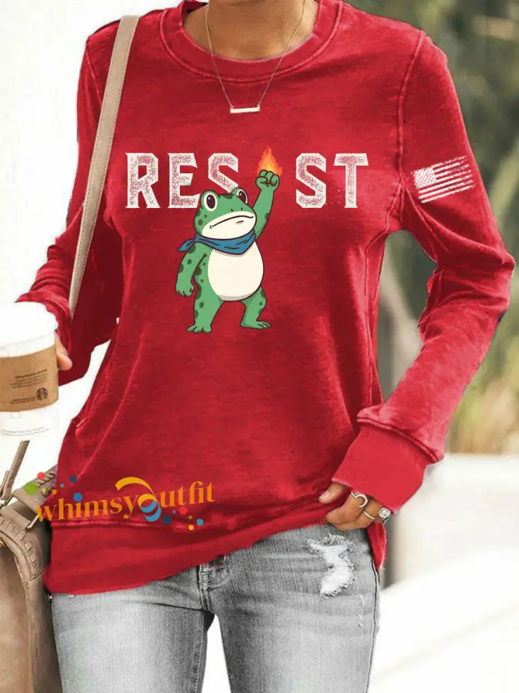Women’s Frog Resist Printed Sweatshirt Red / S