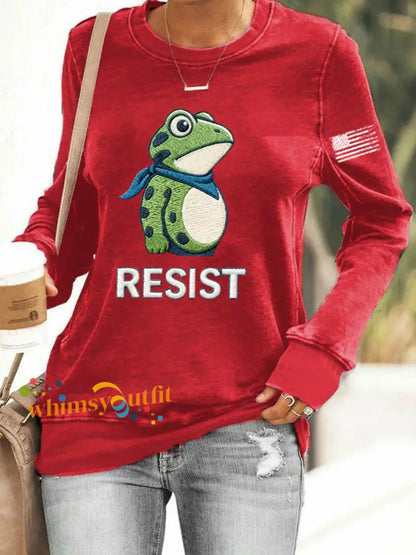 Women’s Frog Resist Printed Sweatshirt Red / S