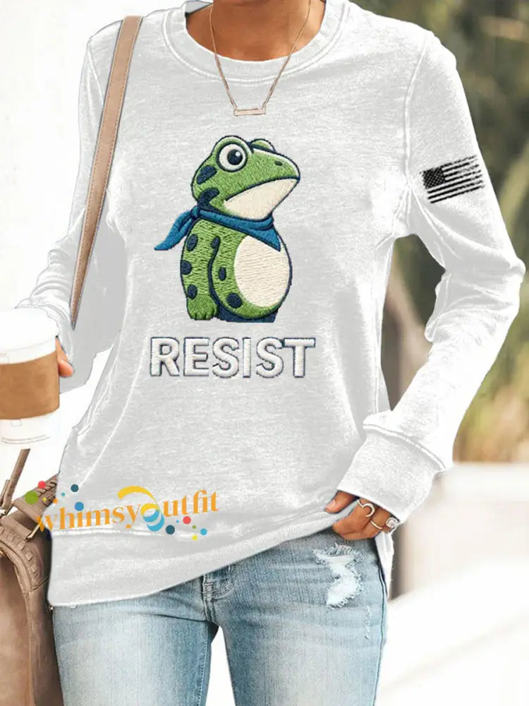 Women’s Frog Resist Printed Sweatshirt White / S