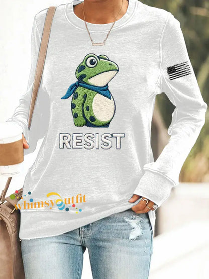 Women’s Frog Resist Printed Sweatshirt White / S