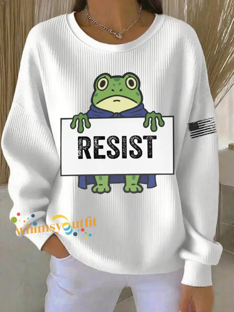 Women’s Frog Resist Printed Sweatshirt White / S