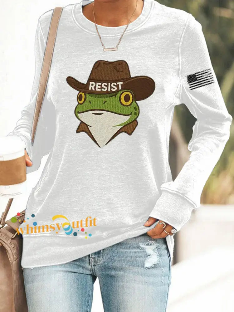 Women’s Frog Resist Printed Sweatshirt White / S