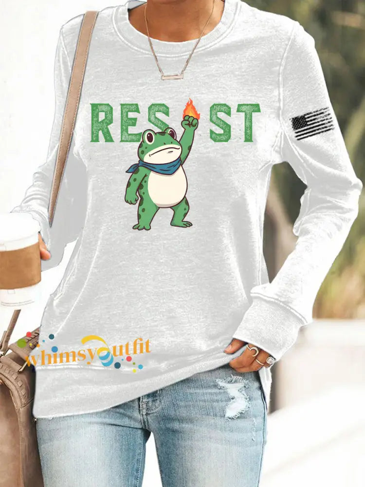 Women’s Frog Resist Printed Sweatshirt White / S