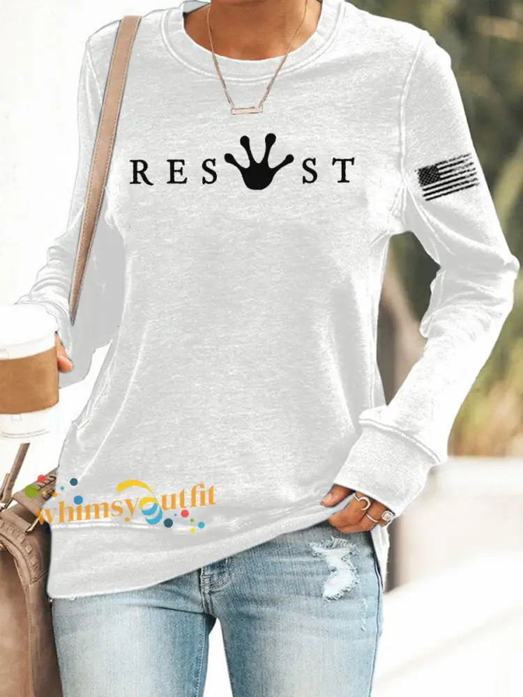 Women’s Frog Resist Printed Sweatshirt White / S