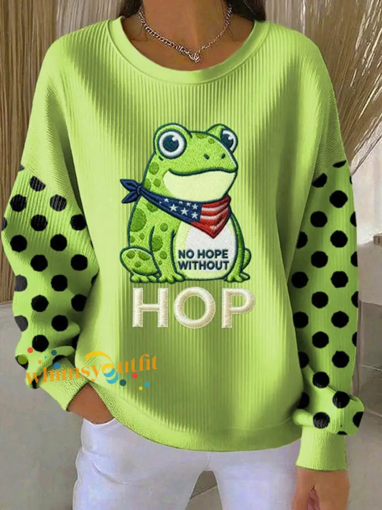 Women’s Frog Resist Ribbed Round-Neck Sweatshirt Light Green / S