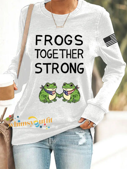 Women’s Frogs Together Strong Portland Frog Protestors Anti Fascism Sweatshirt White / S