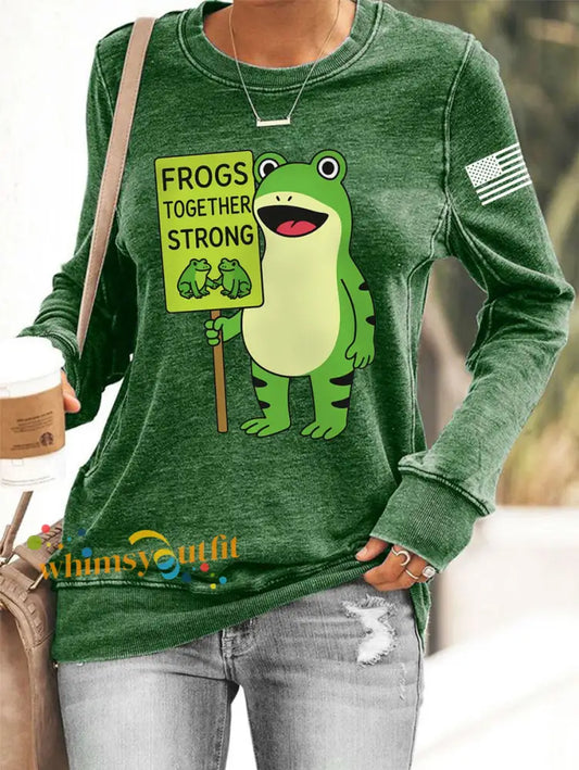Women’s Frogs Toghter Strong Frog Protest Sweatshirt Green / S