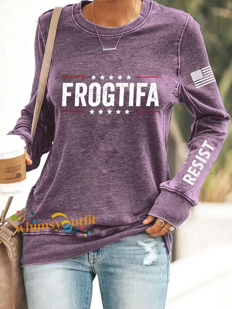 Women’s Frogtifa Resist Printed Sweatshirt Purple / S