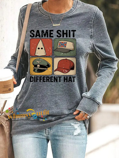 Women’s Funny Protest Graphic Sweatshirt Gray / S