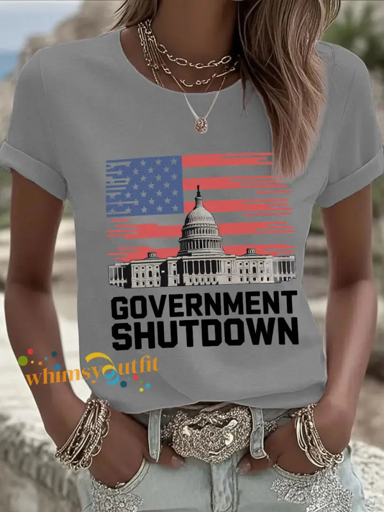 Women’s Government Shutdown T-shirts Light Gray / S