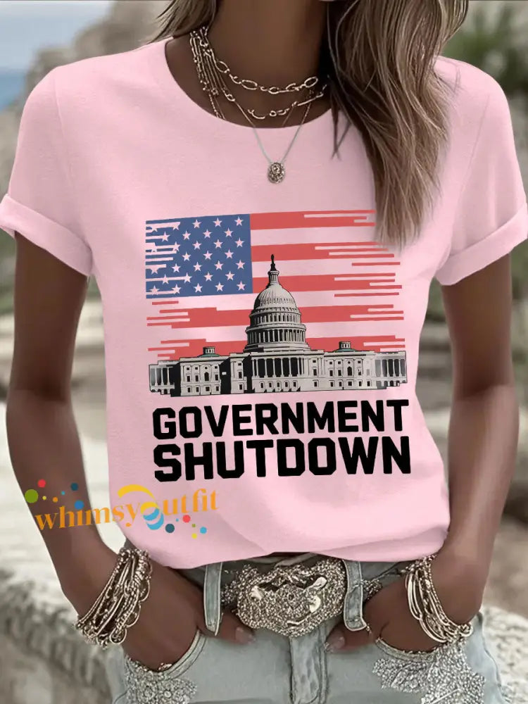 Women’s Government Shutdown T-shirts Light Pink / S