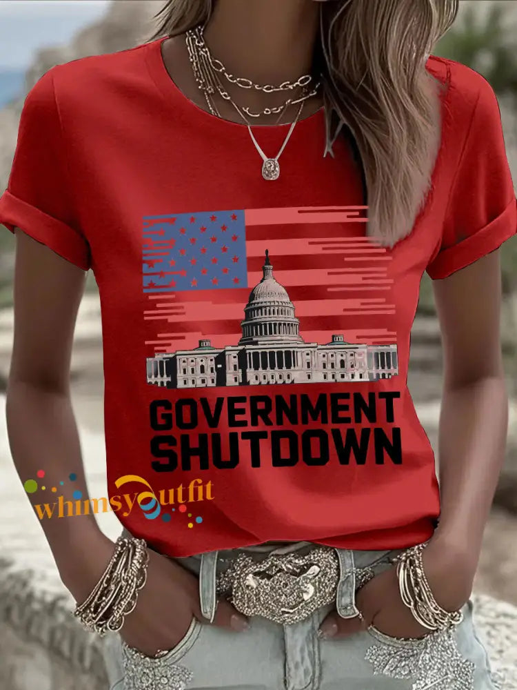 Women’s Government Shutdown T-shirts Red / S