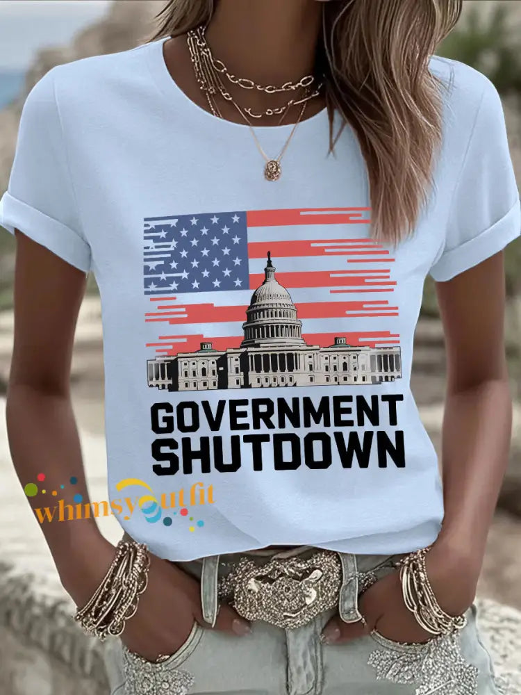 Women’s Government Shutdown T-shirts Sky Blue / S
