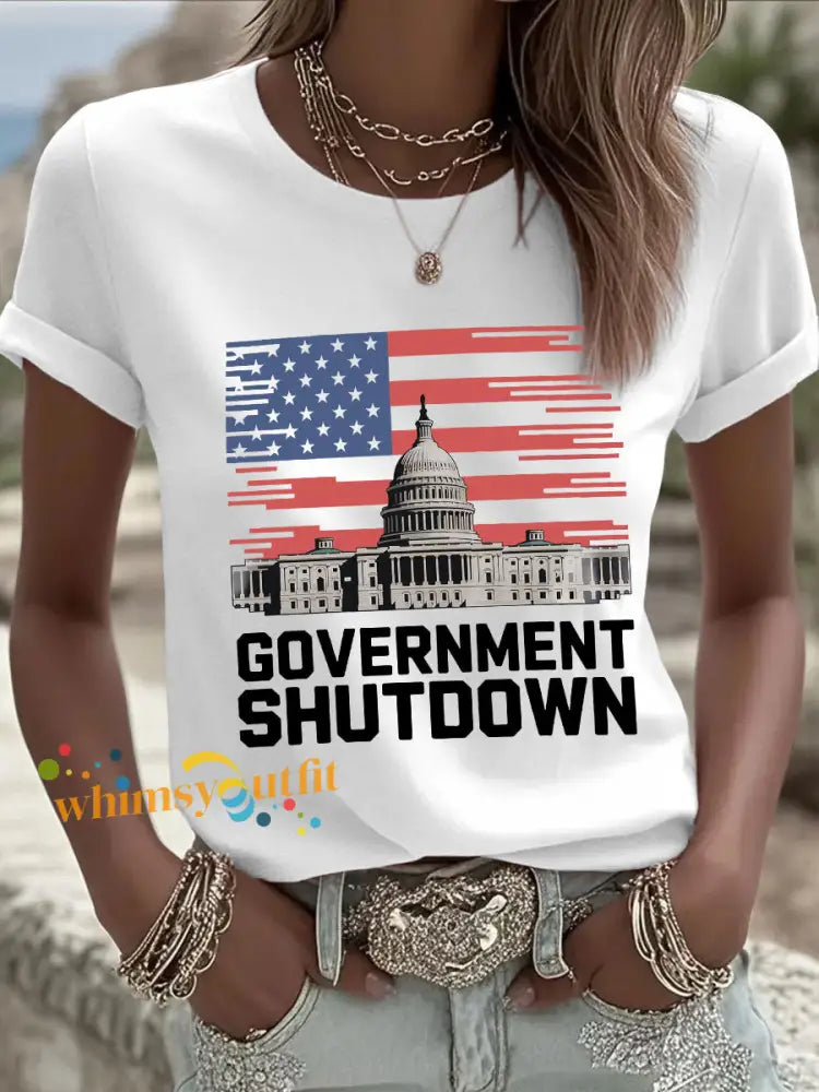 Women’s Government Shutdown T-shirts White / S