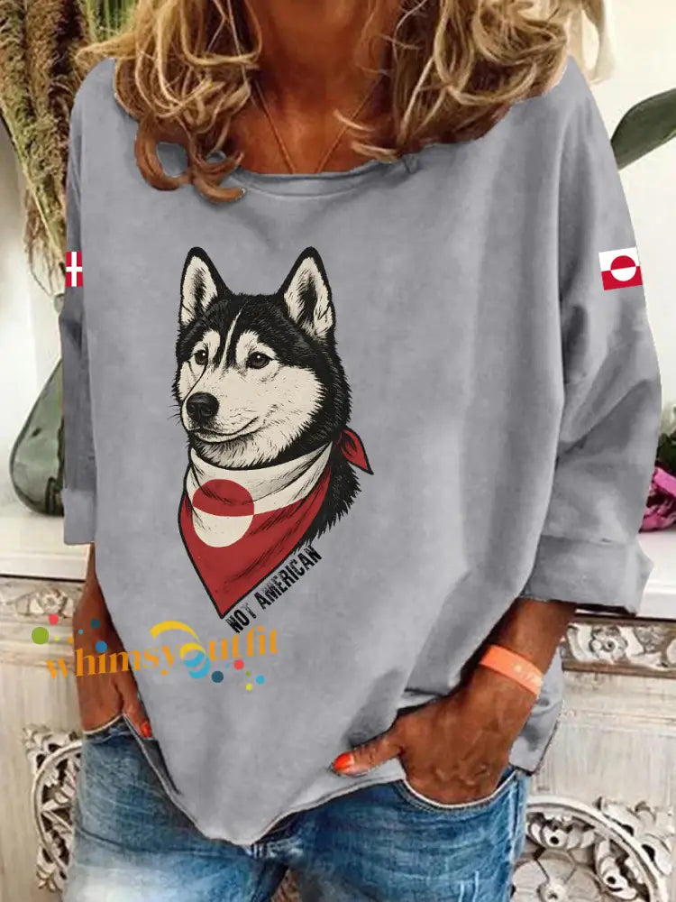 Women’s Greenland Dog Long-Sleeve T-Shirt Gray / S