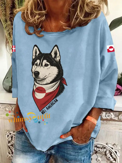 Women’s Greenland Dog Long-Sleeve T-Shirt Light Blue / S