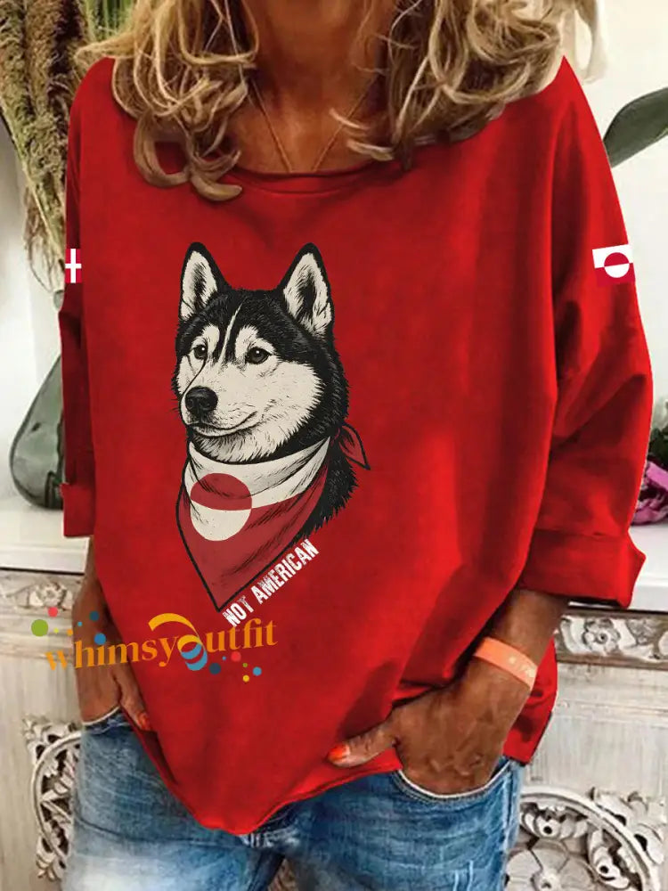 Women’s Greenland Dog Long-Sleeve T-Shirt Red / S