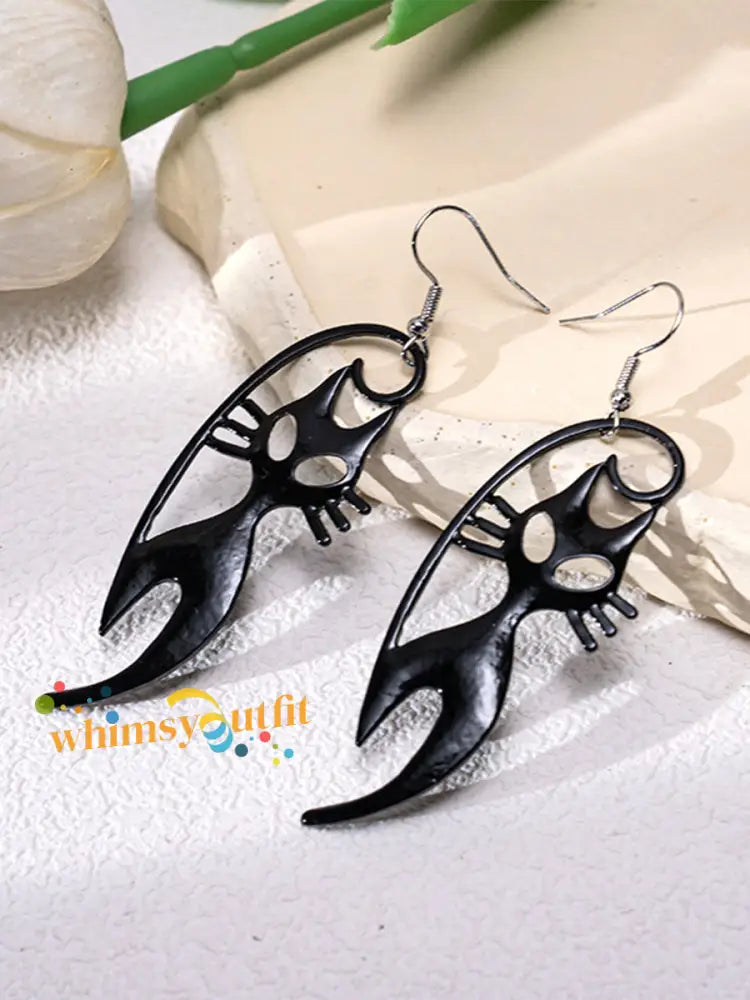 Women’s Halloween Art Black Cat Earrings Black / JM