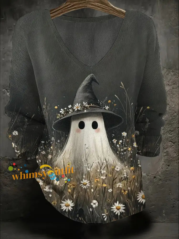 Women’s Halloween Art Printed Casual Tops As picture / S