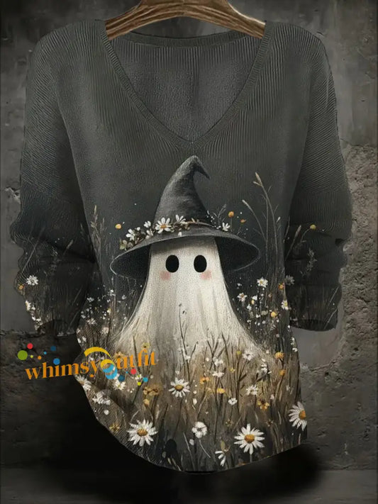 Women’s Halloween Art Printed Casual Tops As picture / S
