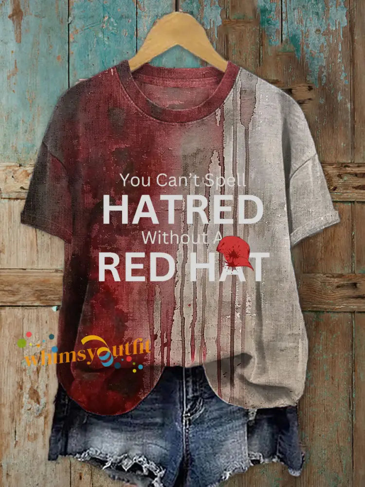 Women’s Halloween Bloodstained Red Hat T shirt As picture / S