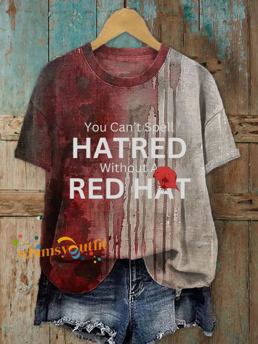 Women’s Halloween Bloodstained Red Hat T shirt As picture / S