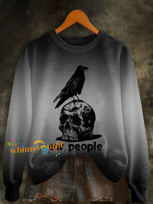 Women’s Halloween Ew People Print Sweatshirt As picture / S
