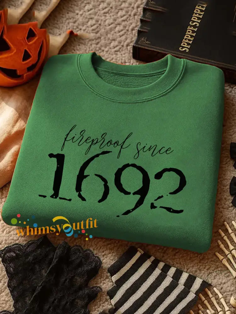 Women’s Halloween Fireproof Since 1692 Printed Sweatshirt Green / S