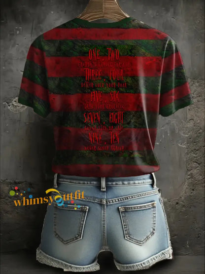 Women’s Halloween Horror Never Sleep Again Printed T shirt