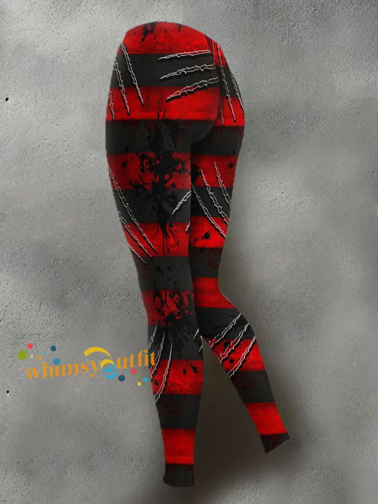 Women’s Halloween Horror Nightmare Printed Leggings Red / S