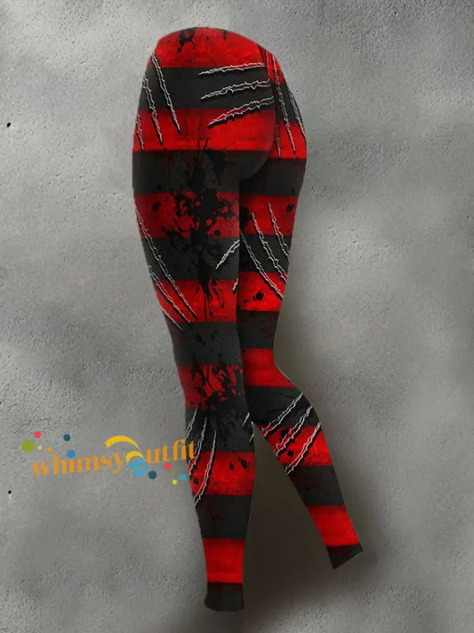 Women’s Halloween Horror Nightmare Printed Leggings Red / S