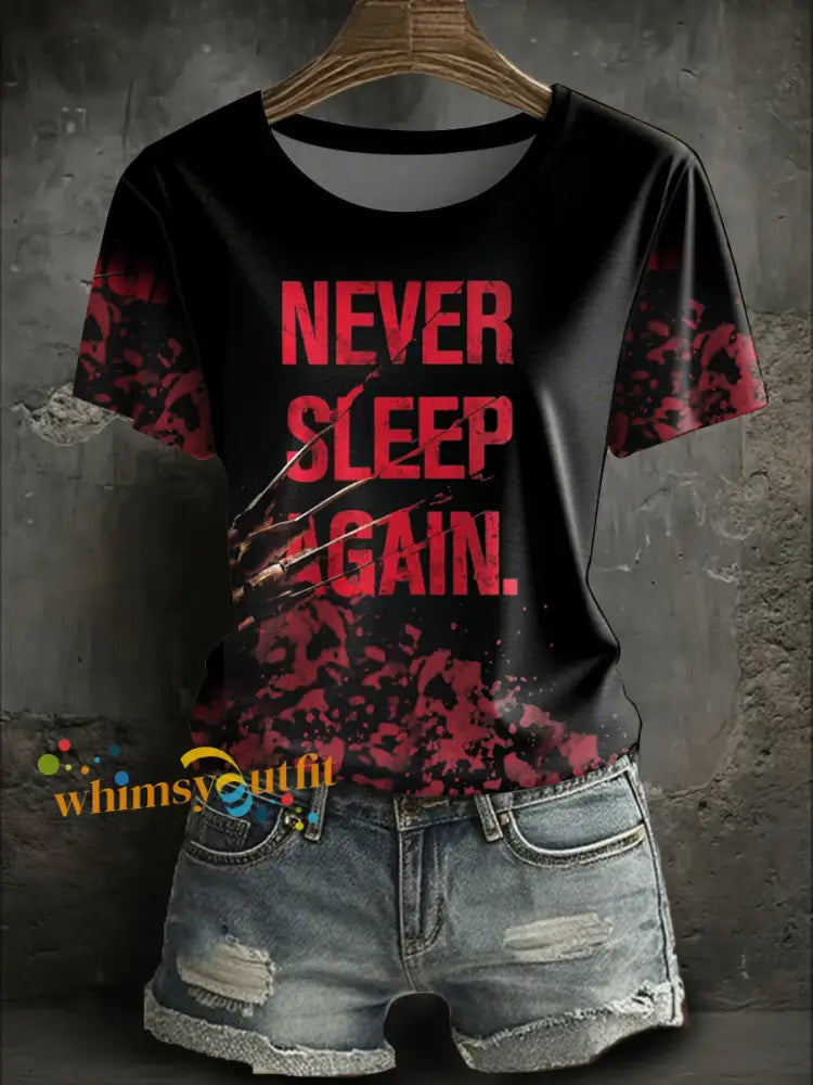 Women’s Halloween Horror Nightmare Printed T shirt Black / S