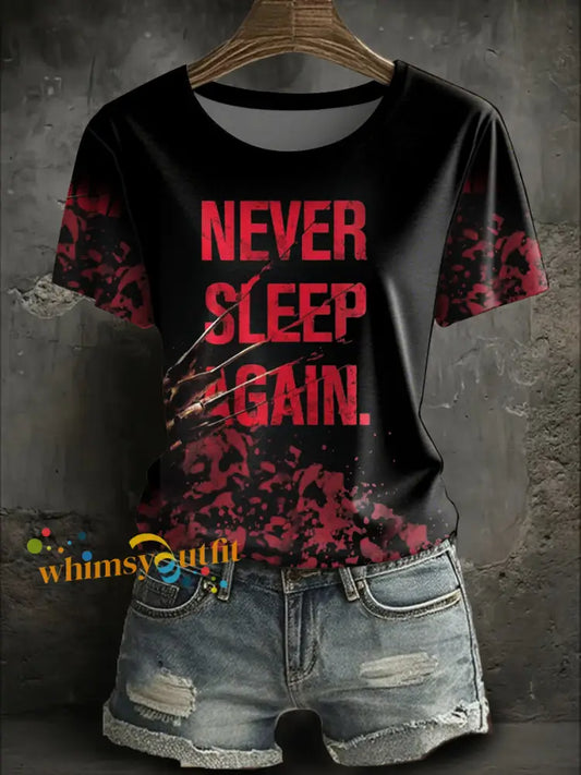 Women’s Halloween Horror Nightmare Printed T shirt Black / S