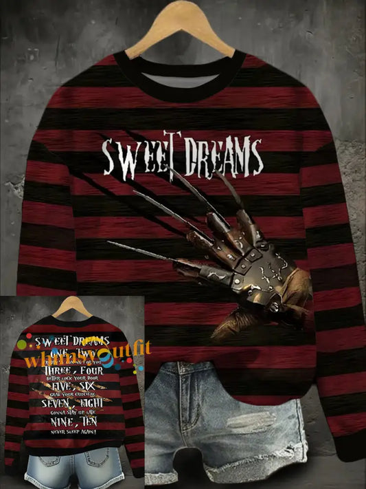 Women’s Halloween Horror Sweet Dreams Printed Sweatshirt As picture / S