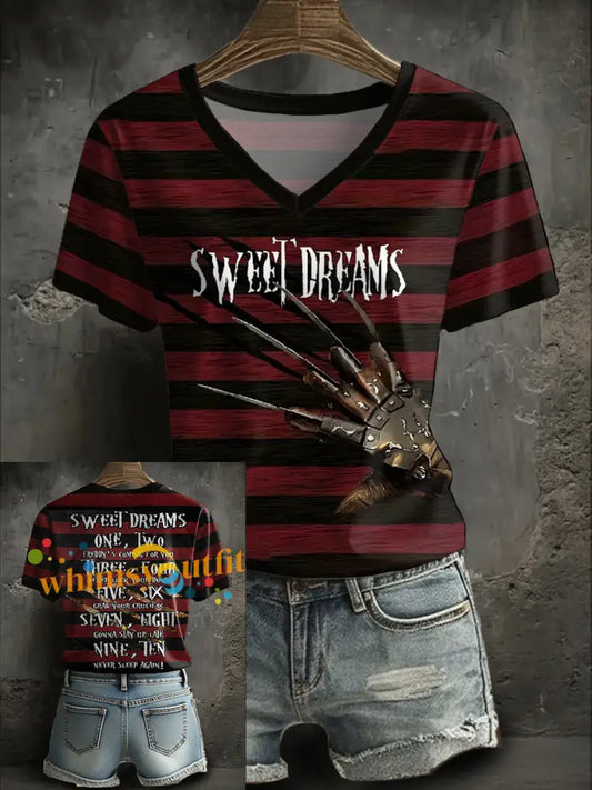 Women’s Halloween Horror Sweet Dreams Printed T shirt As picture / S