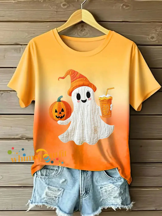Women’s Halloween Print Casual T shirt Orange / S