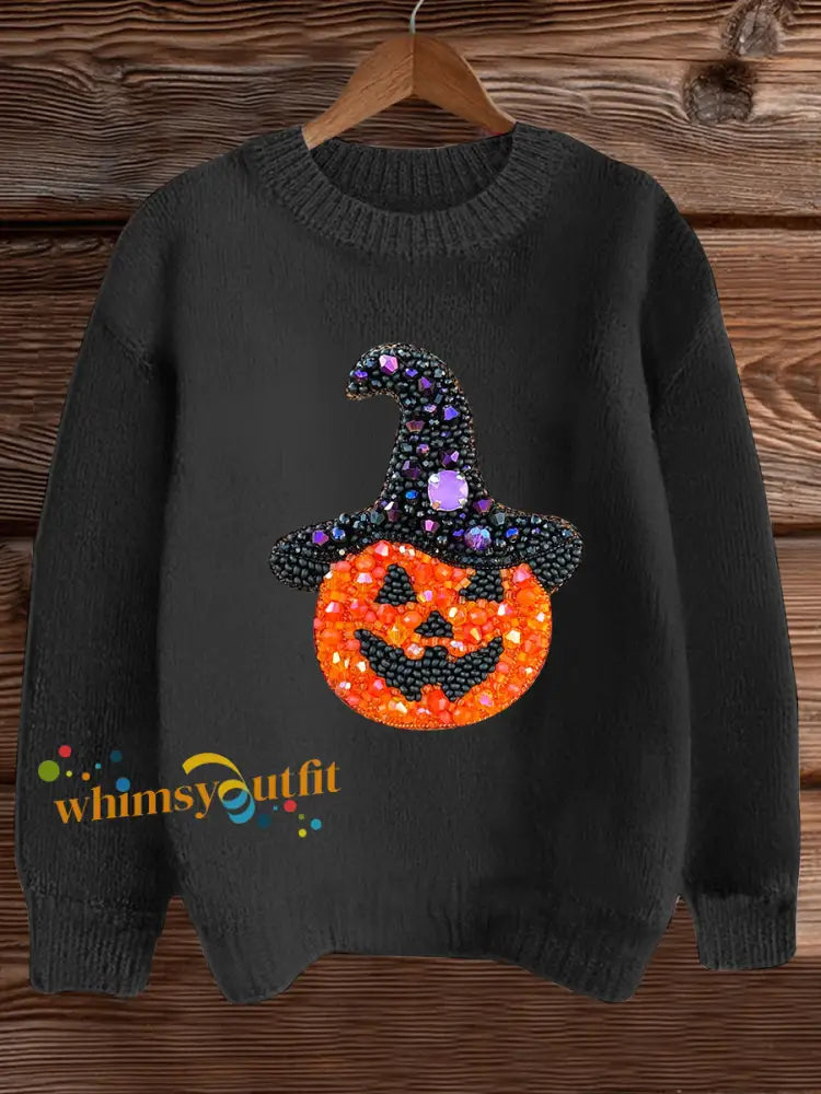 Women’s Halloween Pumpkin Sweatshirt Black / S