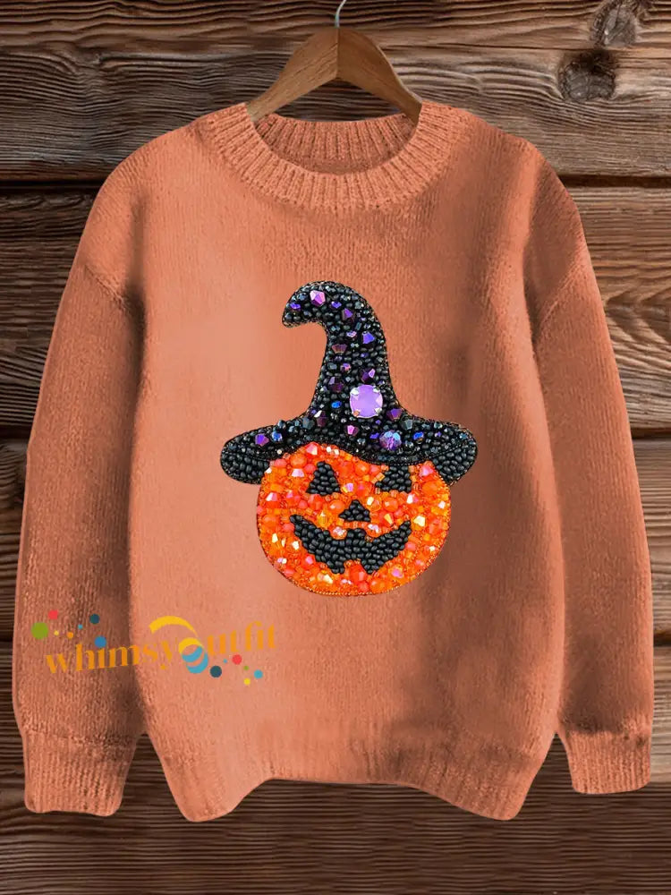 Women’s Halloween Pumpkin Sweatshirt Orange / S