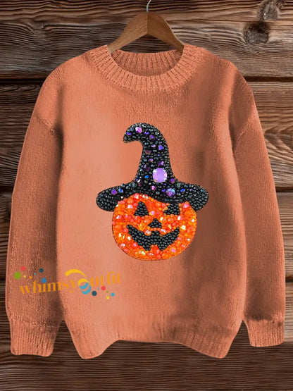 Women’s Halloween Pumpkin Sweatshirt Orange / S