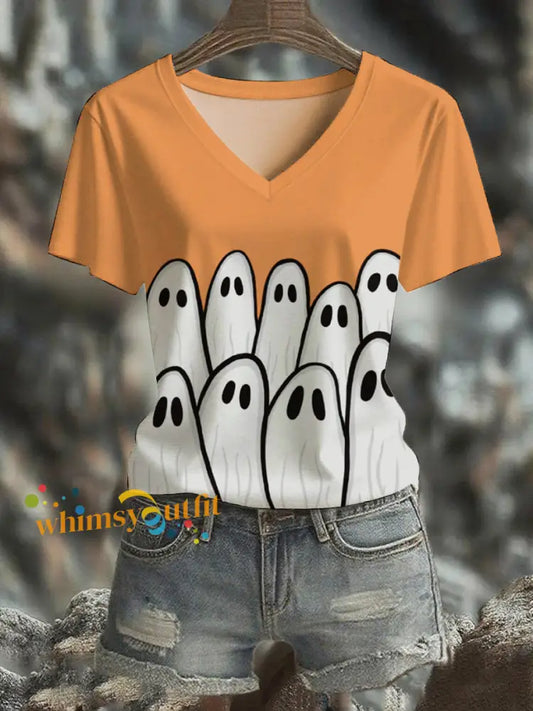 Women’s Halloween short sleeved T shirt Orange / S