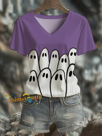 Women’s Halloween short sleeved T shirt Purple / S