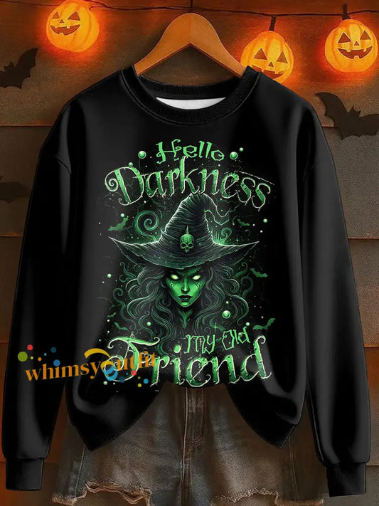 Women’s Halloween Witch Printed Sweatshirt Black / S