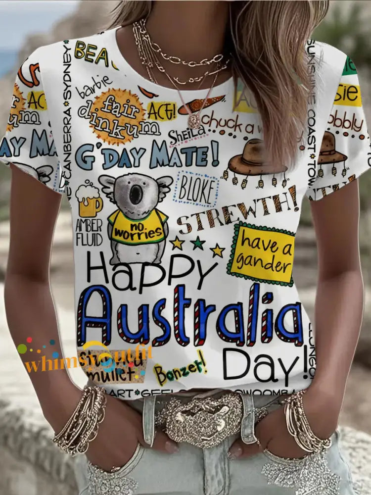 Women’s Happy Australia Day short-sleeved T-shirt As picture / S