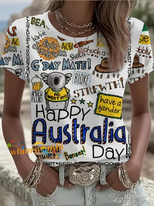 Women’s Happy Australia Day short-sleeved T-shirt As picture / S