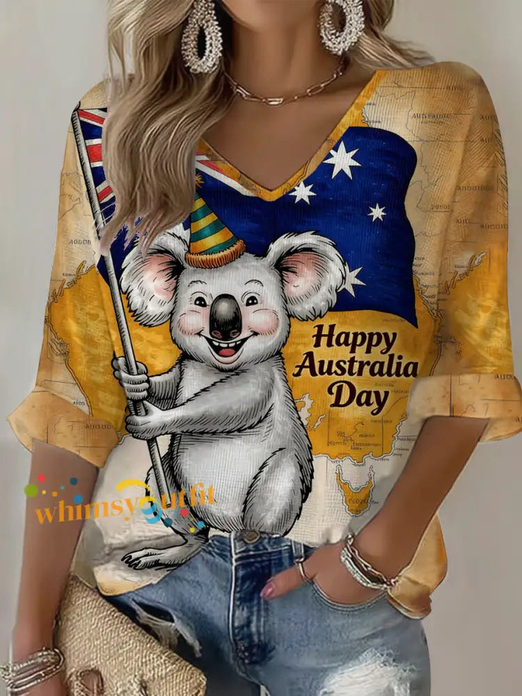 Women’s Happy Australia Day Waffle T-shirt As picture / S