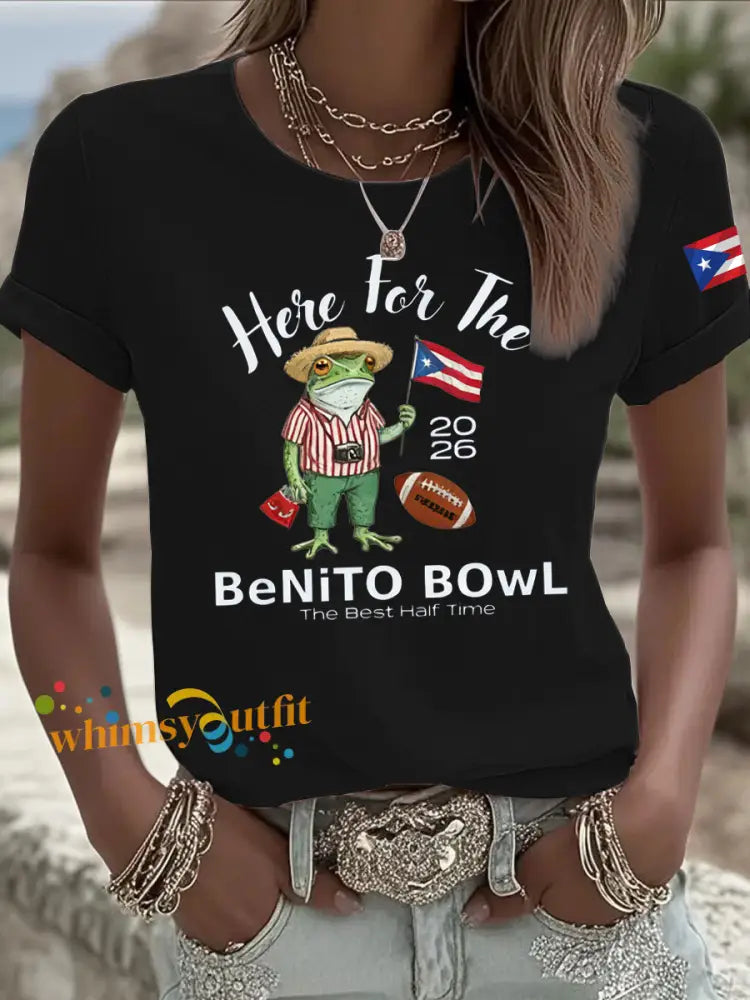 Women’s Here For The Benito Bowl Iron On Short Sleeve T-Shirt Black / S