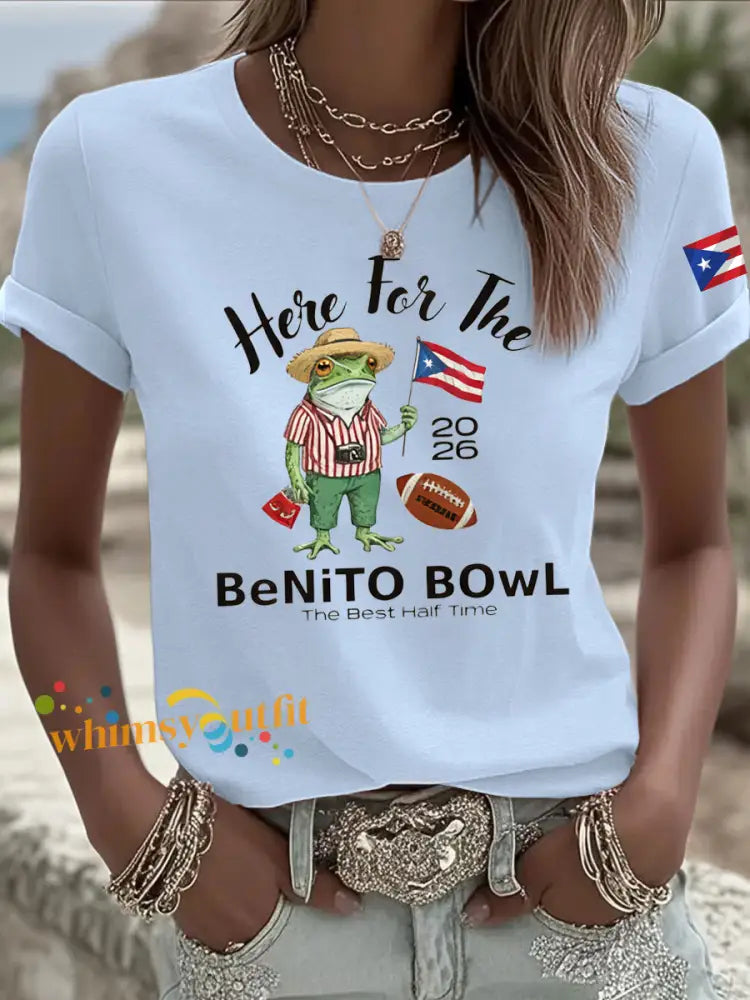 Women’s Here For The Benito Bowl Iron On Short Sleeve T-Shirt Sky Blue / S
