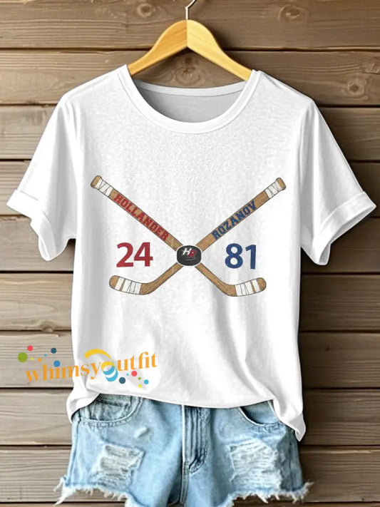 Women’s Hockey Romance Print T-Shirt White / S