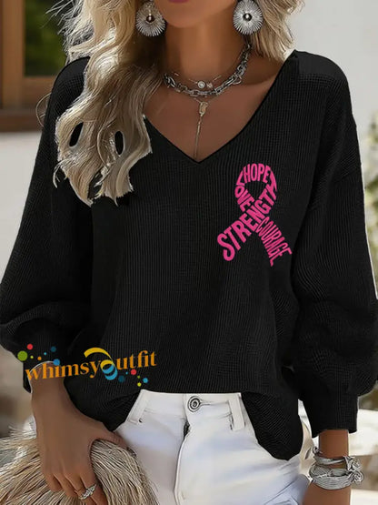 Women’s Hope Strength Love Courage Breast Cancer Awareness Tops Black / S